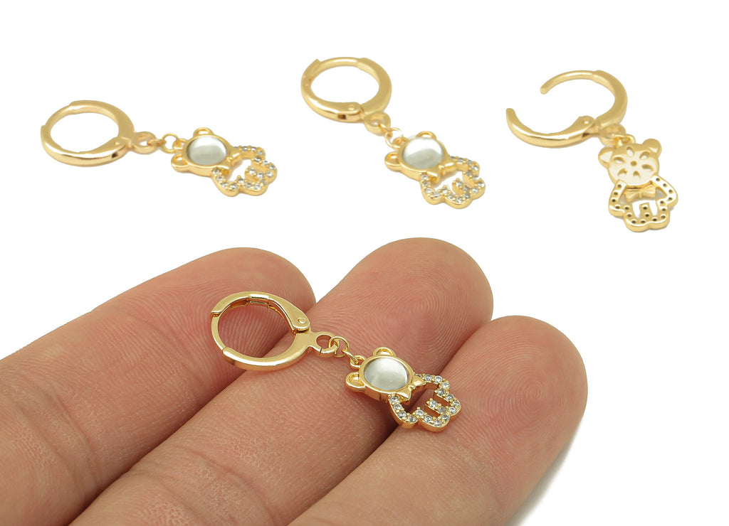 MJ100866 Leverback Earring - Brass - Zircon Earring - Astronaut Earring - 18K Real Gold Plating - DOMEDBAZAAR