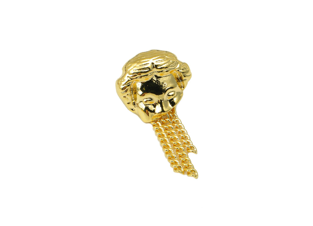 MJ100018 - Push Back Stud Earring - Brass - Curb Chain  Tassel Earring -Stainless Steel - 18K Real Gold Plating - DOMEDBAZAAR