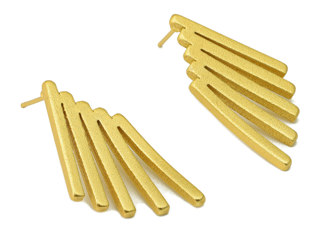 MJ100026 - Push Back Stud Earring - Brass  - Stainless Steel Stud - 18K Real Matte Gold Plating - DOMEDBAZAAR