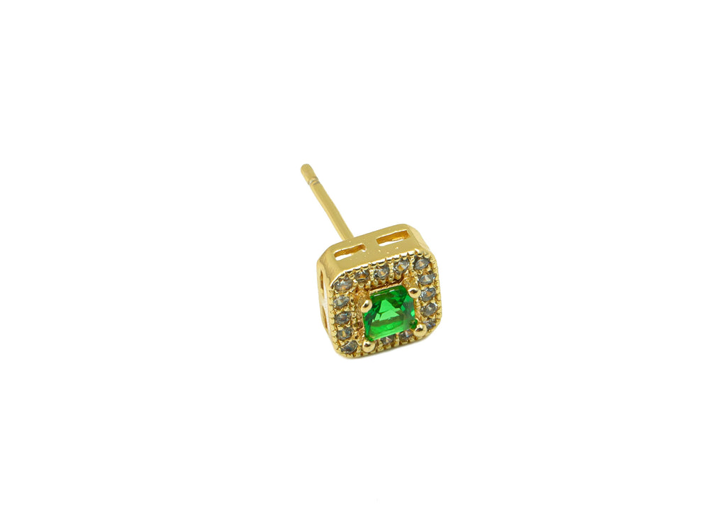 MJ100062 Push Back Stud  Earring - Brass - 316 Stainless Steel Stud - Zircon Earring - 18K Real Gold Plating - DOMEDBAZAAR