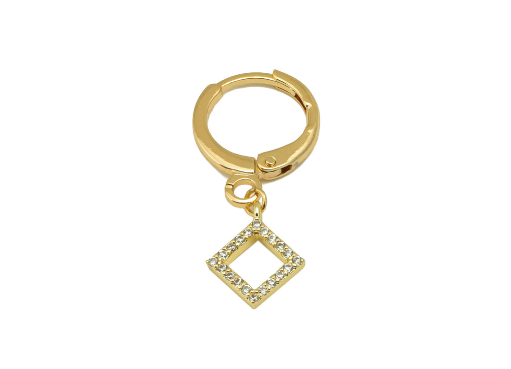 MJ100864 Leverback Earring - Brass - Zircon Earring - 18K Real Gold Plating - DOMEDBAZAAR