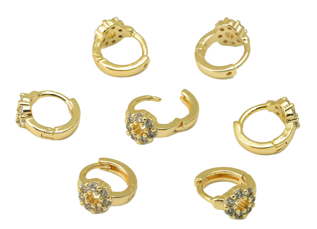 MJ100057 Huggie Hoop Wire  Earring - Brass - 316 Stainless Steel Stud - Zircon Earring - 18K Real Gold Plating - DOMEDBAZAAR