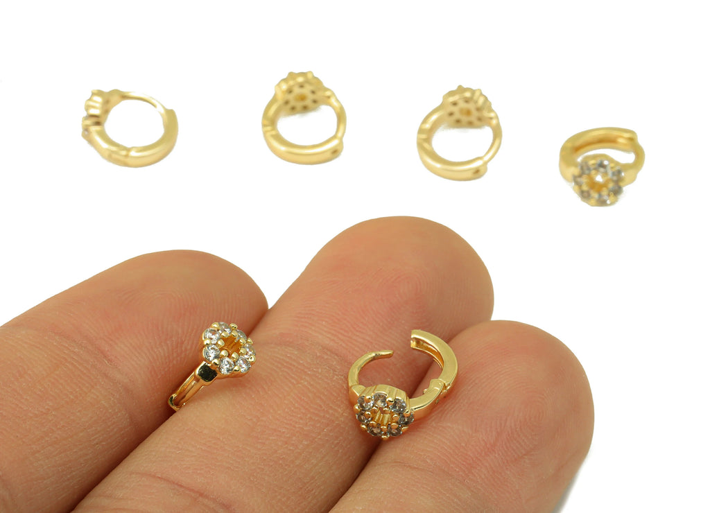 MJ100057 Huggie Hoop Wire  Earring - Brass - 316 Stainless Steel Stud - Zircon Earring - 18K Real Gold Plating - DOMEDBAZAAR