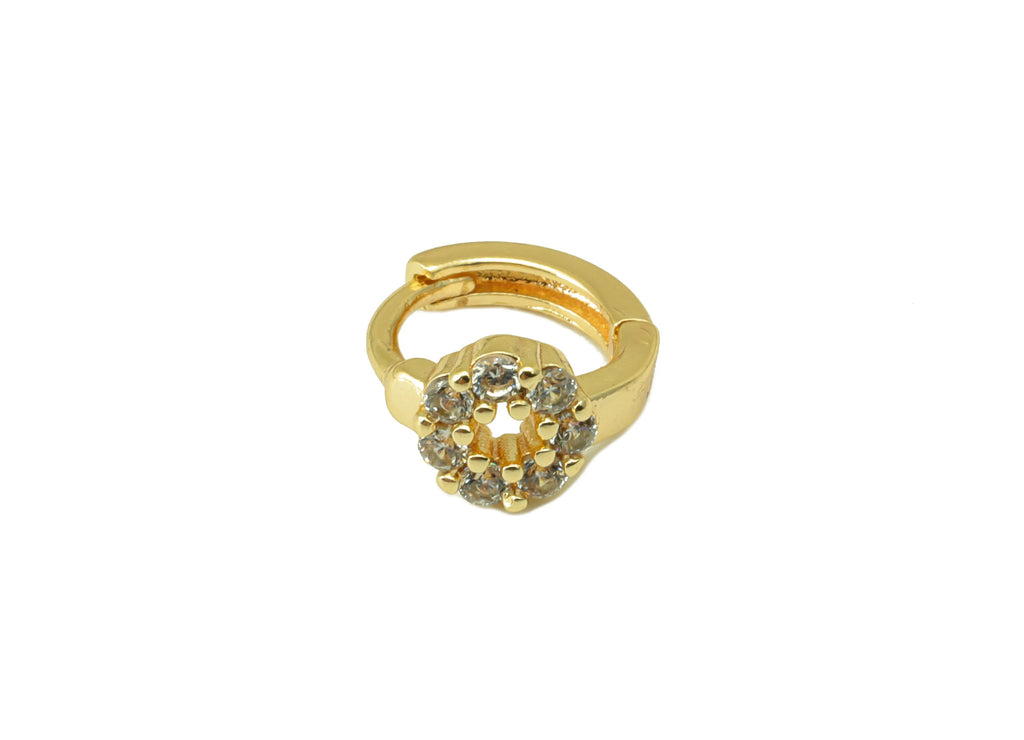 MJ100057 Huggie Hoop Wire  Earring - Brass - 316 Stainless Steel Stud - Zircon Earring - 18K Real Gold Plating - DOMEDBAZAAR