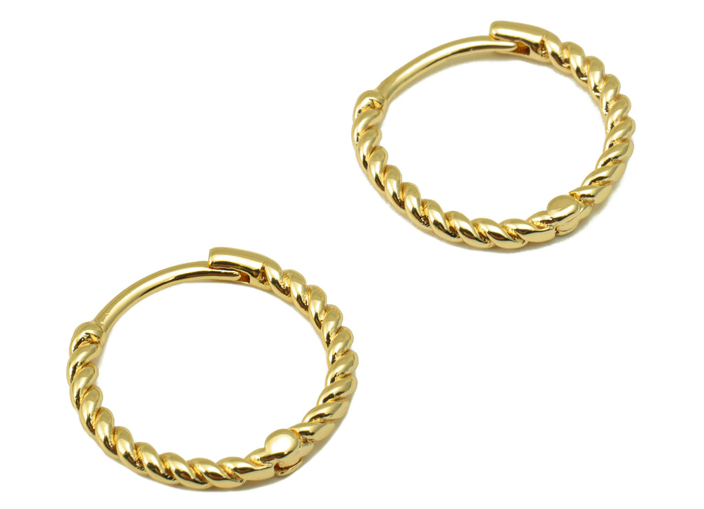 MJ100042 Huggie Hoop Wire Earring - Brass -316 Stainless Steel Stud - 18K Real Gold Plating - DOMEDBAZAAR