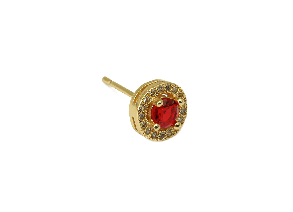 MJ100065 Push Back Stud  Earring - Brass - 925 Silver Stud - Zircon Earring - 18K Real Gold Plating - DOMEDBAZAAR