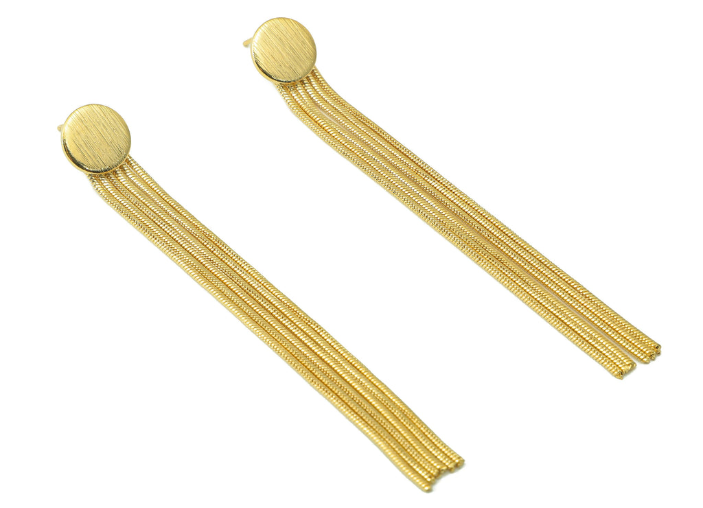 MJ100012 - Push Back Stud Earring - Brass - 925 Silver Stud - 18K Real Gold Plating - DOMEDBAZAAR