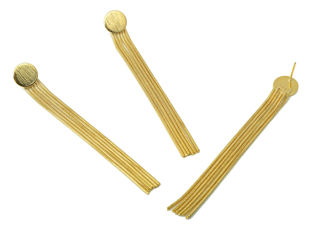 MJ100012 - Push Back Stud Earring - Brass - 925 Silver Stud - 18K Real Gold Plating - DOMEDBAZAAR