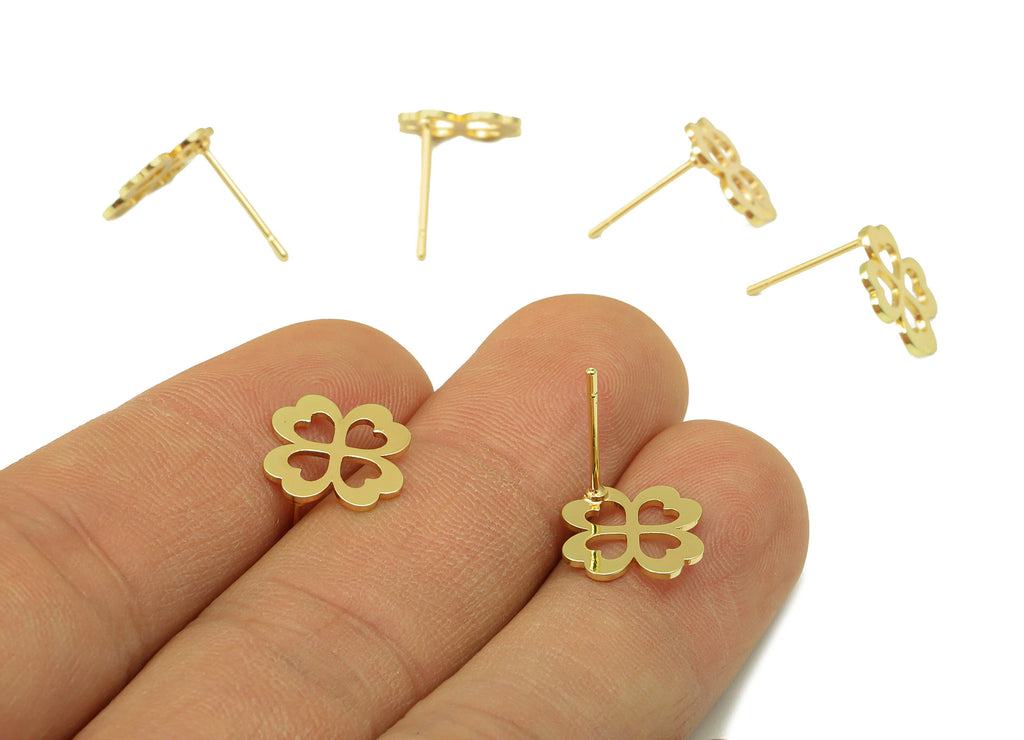 MJ100054 Push Back Stud  Earring - Brass - Flower Laser Cutout Earring - 316 Stainless Steel Stud - 18K Real Gold Plating - DOMEDBAZAAR