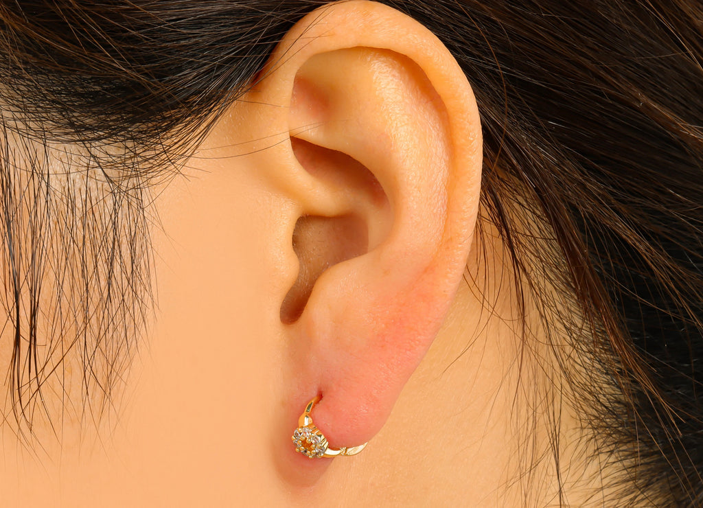 MJ100057 Huggie Hoop Wire  Earring - Brass - 316 Stainless Steel Stud - Zircon Earring - 18K Real Gold Plating - DOMEDBAZAAR