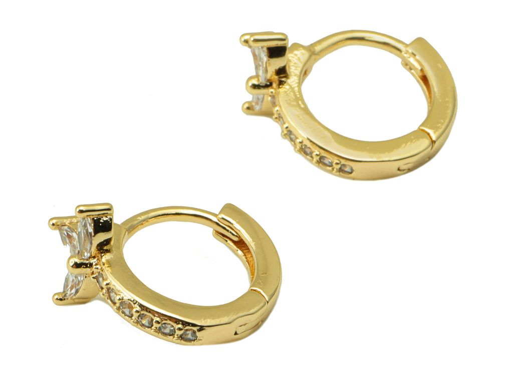 MJ100055 Huggie Hoop Wire  Earring - Brass - 316 Stainless Steel Stud - Zircon Earring - 18K Real Gold Plating - DOMEDBAZAAR