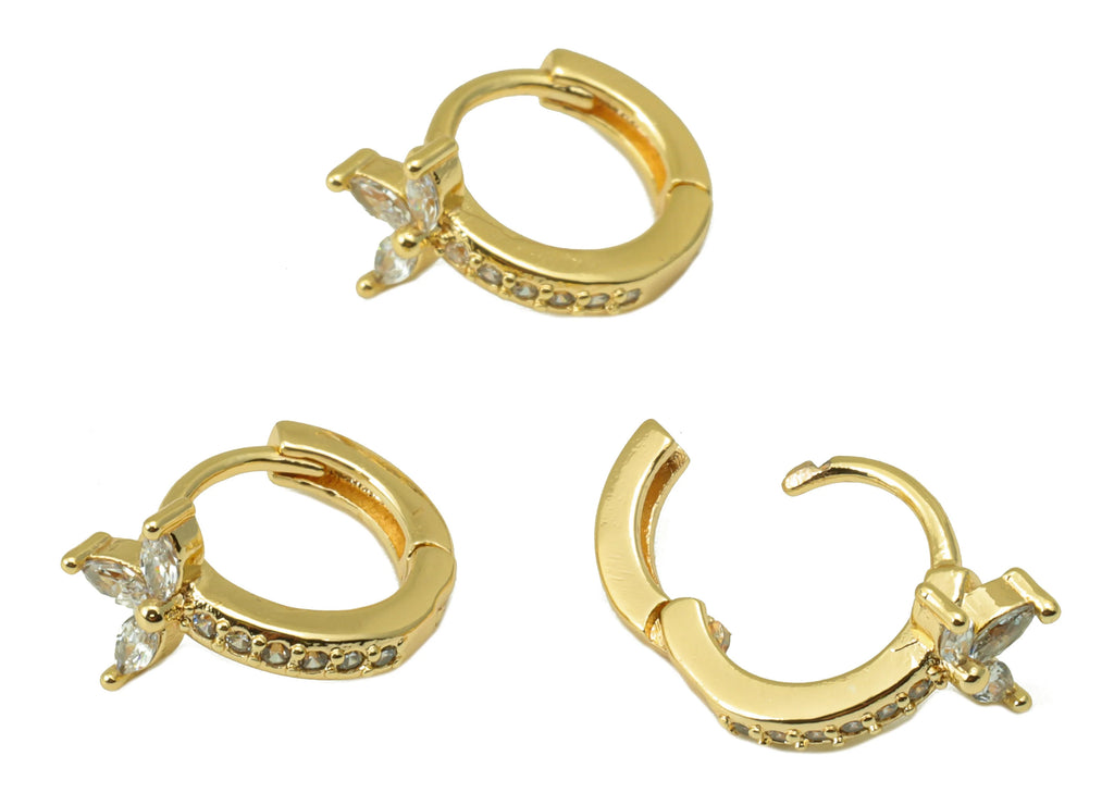 MJ100055 Huggie Hoop Wire  Earring - Brass - 316 Stainless Steel Stud - Zircon Earring - 18K Real Gold Plating - DOMEDBAZAAR