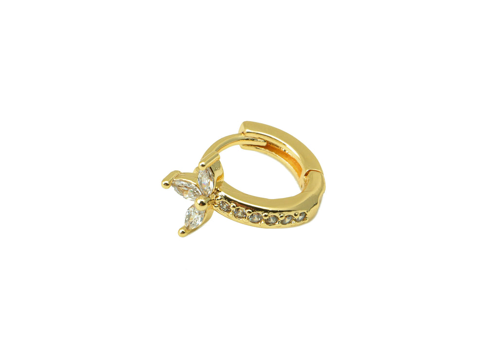 MJ100055 Huggie Hoop Wire  Earring - Brass - 316 Stainless Steel Stud - Zircon Earring - 18K Real Gold Plating - DOMEDBAZAAR