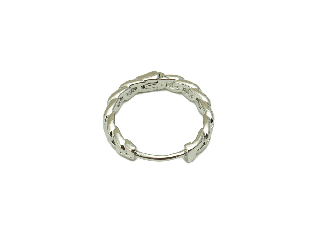 MJ101078 - Huggie Hoop Wire Earring- Brass - Round Earring 18K Real White Gold Plating - DOMEDBAZAAR