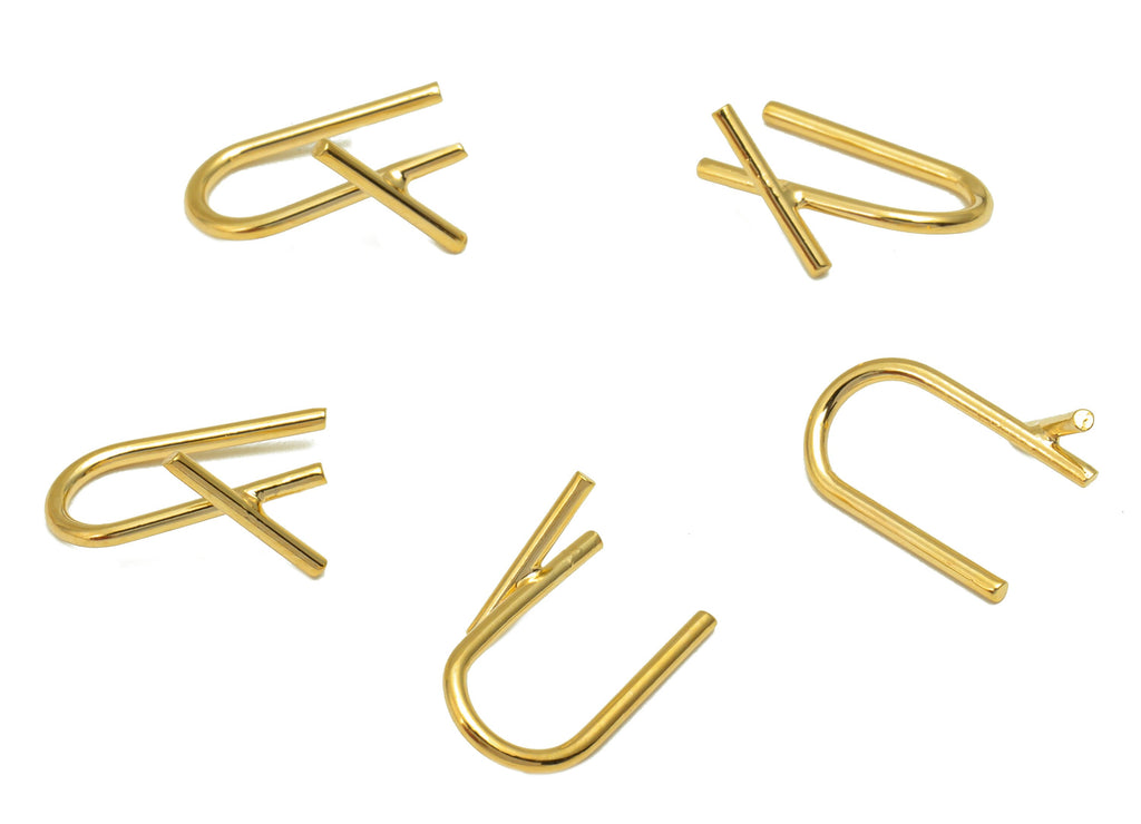 Brass Ear Cuff - Mini Earring Cuff - Gold U Ear Cuff - Wire Ear Cuff - 18K Gold Plated Brass -12.45x7.82x2.53mm- RGP6707G - DOMEDBAZAAR