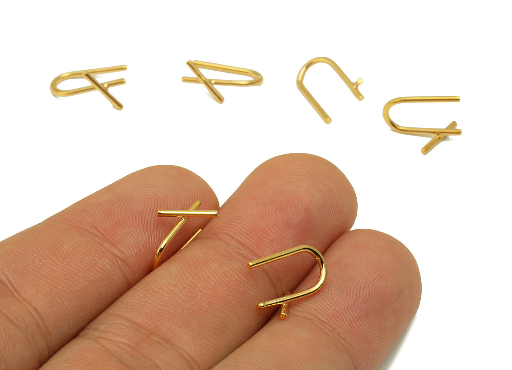 Brass Ear Cuff - Mini Earring Cuff - Gold U Ear Cuff - Wire Ear Cuff - 18K Gold Plated Brass -12.45x7.82x2.53mm- RGP6707G - DOMEDBAZAAR