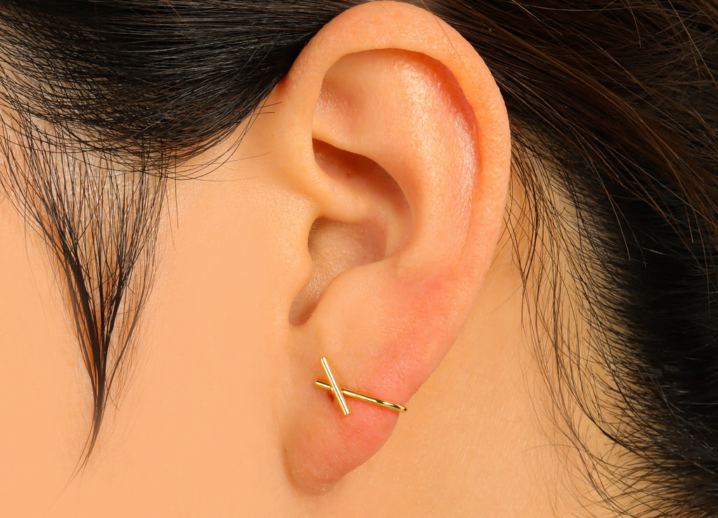 Brass Ear Cuff - Mini Earring Cuff - Gold U Ear Cuff - Wire Ear Cuff - 18K Gold Plated Brass -12.45x7.82x2.53mm- RGP6707G - DOMEDBAZAAR