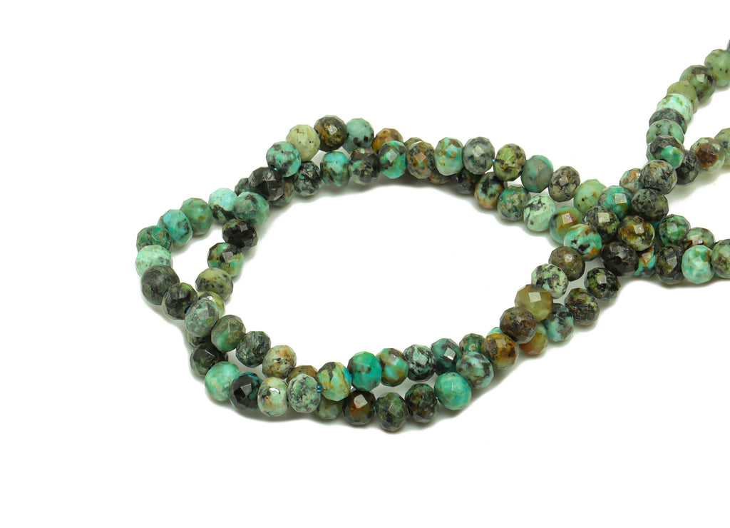 4mm Turquoise Round Beads - Gemstone Turquoise Beads - 15.5 &quot;/ Strand Faceted Round Beads - Natural Stone Crystal - NS2028 - DOMEDBAZAAR