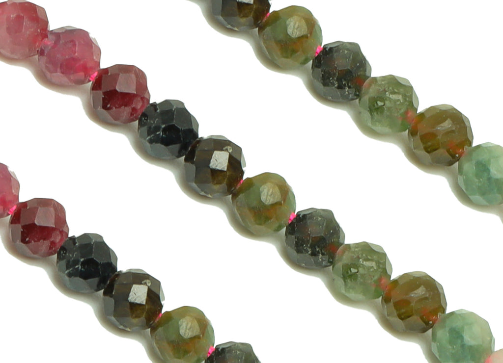 3.5mm Tourmaline Round Beads - Natural Stone Crystal - Gemstone Tourmaline Beads - 15.5 &quot;/ Strand Faceted Round Beads - Stone Beads - NS2082 - DOMEDBAZAAR