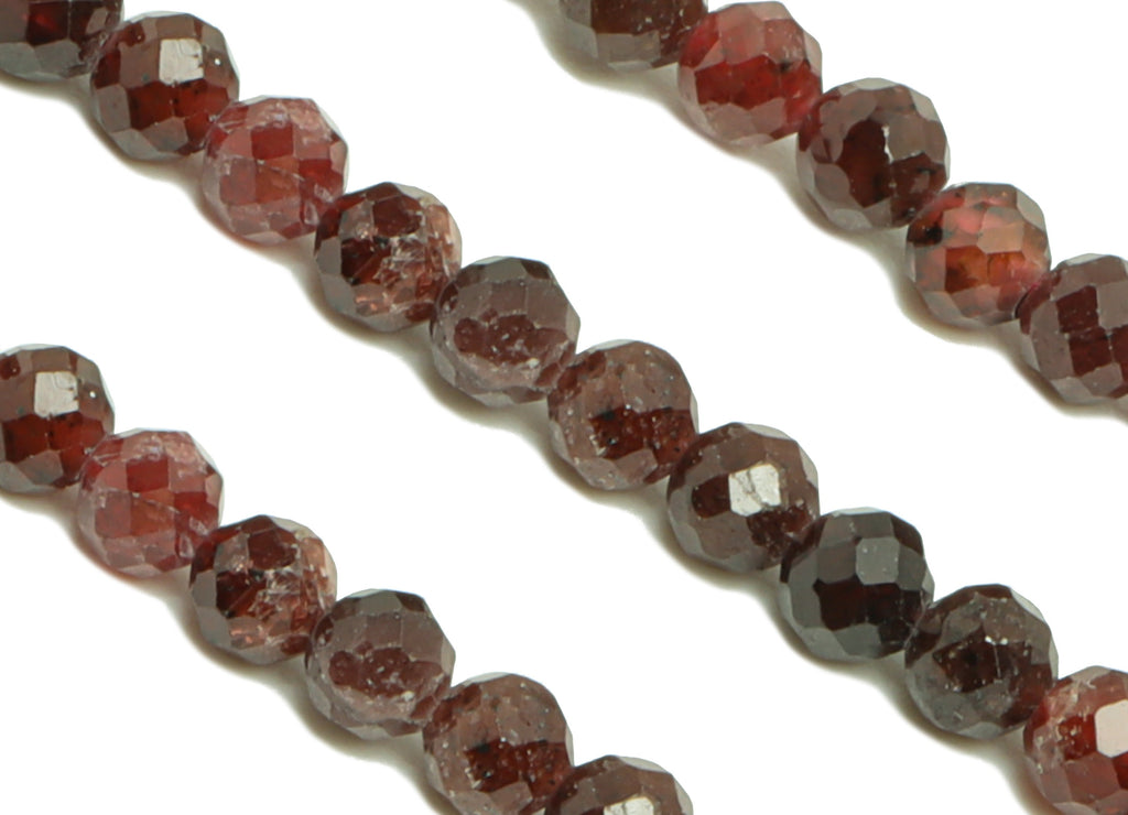 3.2mm Red Garnet Round Beads - Natural Stone Crystal - Gemstone Red Garnet Beads - 15.5 &quot;/ Strand Faceted Round Beads - Stone Beads - NS2074 - DOMEDBAZAAR