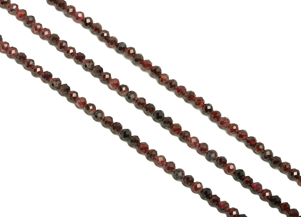 3.2mm Red Garnet Round Beads - Natural Stone Crystal - Gemstone Red Garnet Beads - 15.5 &quot;/ Strand Faceted Round Beads - Stone Beads - NS2074 - DOMEDBAZAAR