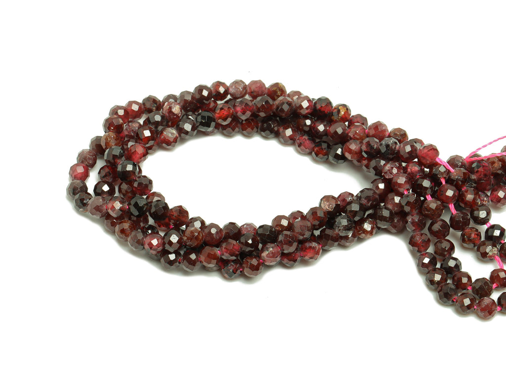 3.2mm Red Garnet Round Beads - Natural Stone Crystal - Gemstone Red Garnet Beads - 15.5 &quot;/ Strand Faceted Round Beads - Stone Beads - NS2074 - DOMEDBAZAAR