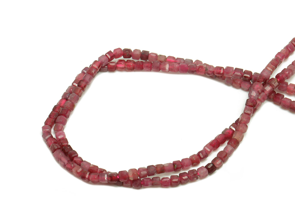2.5mm Ruby Cube Beads - Stone Crystal - Gemstone Purple Ruby Beads - 15.5 &quot;/ Strand Faceted Cube Beads - Natural Stone Beads - NS2078 - DOMEDBAZAAR