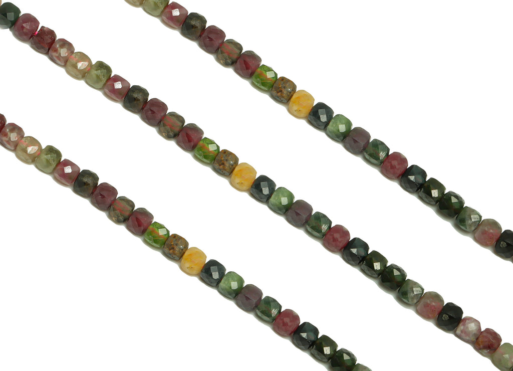 4mm Tourmaline Cube Beads - Natural Stone Crystal - Gemstone Tourmaline Beads - 15.5 &quot;/ Strand Faceted Cube Beads 4 mm - Stone Beads -NS2031 - DOMEDBAZAAR