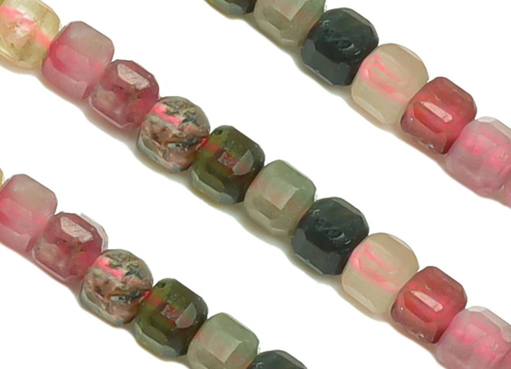 2.5mm Tourmaline Cube Beads - Natural Stone Crystal - Gemstone Tourmaline Beads - 15.5 &quot;/ Strand Faceted Round Beads - Stone Beads - NS2079 - DOMEDBAZAAR