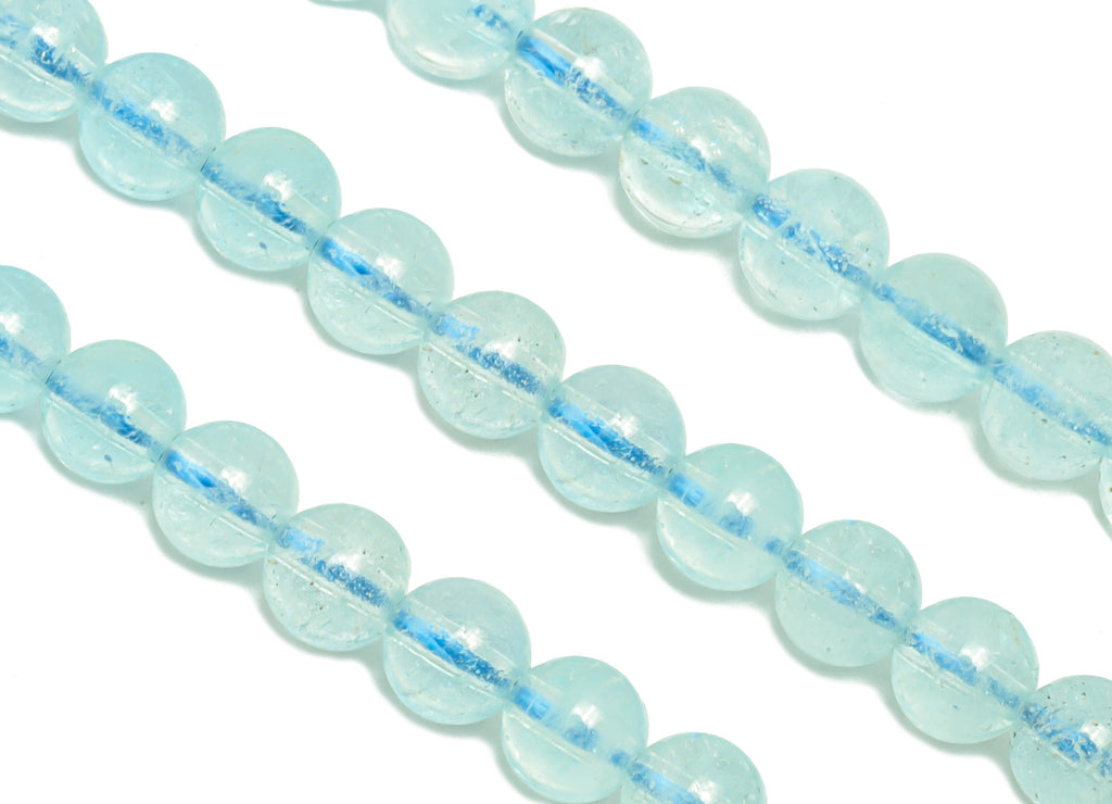5mm Aquamarine Round Beads - Stone Crystal -Gemstone Brazil Aquamarine Beads - 15.5 &quot;/ Strand Round Beads - Natural Stone Beads - NS2065 - DOMEDBAZAAR