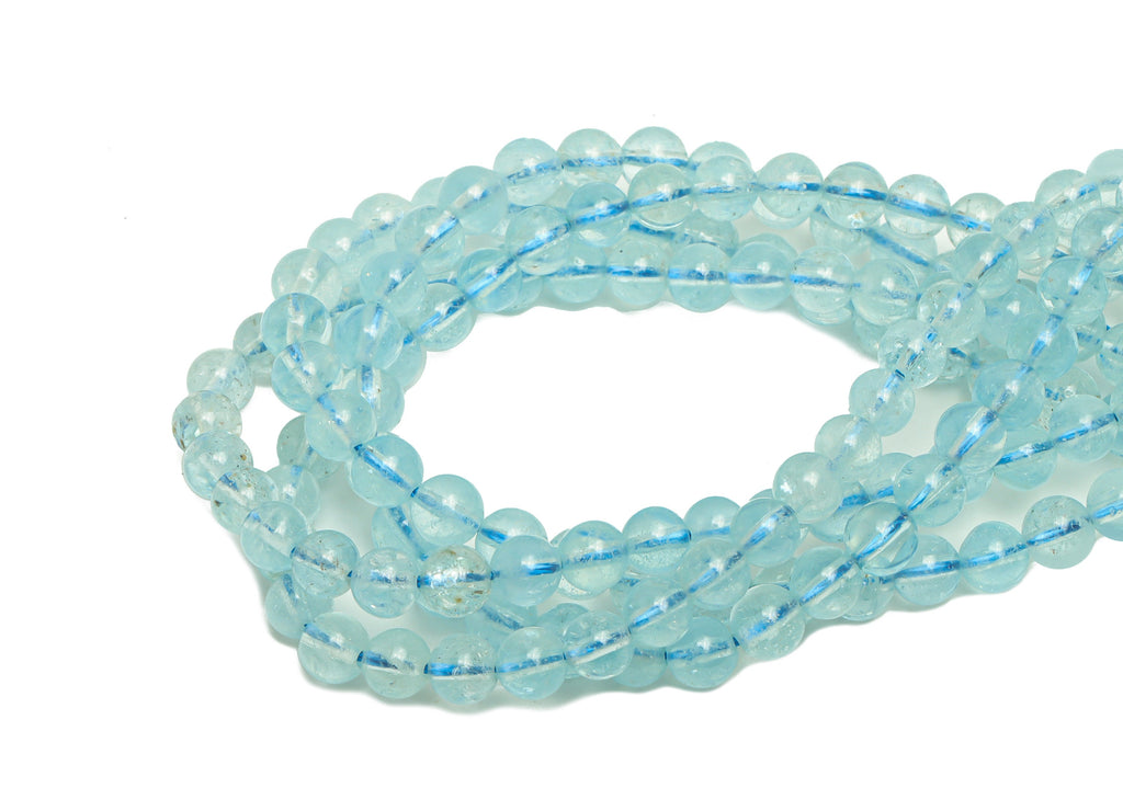 5mm Aquamarine Round Beads - Stone Crystal -Gemstone Brazil Aquamarine Beads - 15.5 &quot;/ Strand Round Beads - Natural Stone Beads - NS2065 - DOMEDBAZAAR