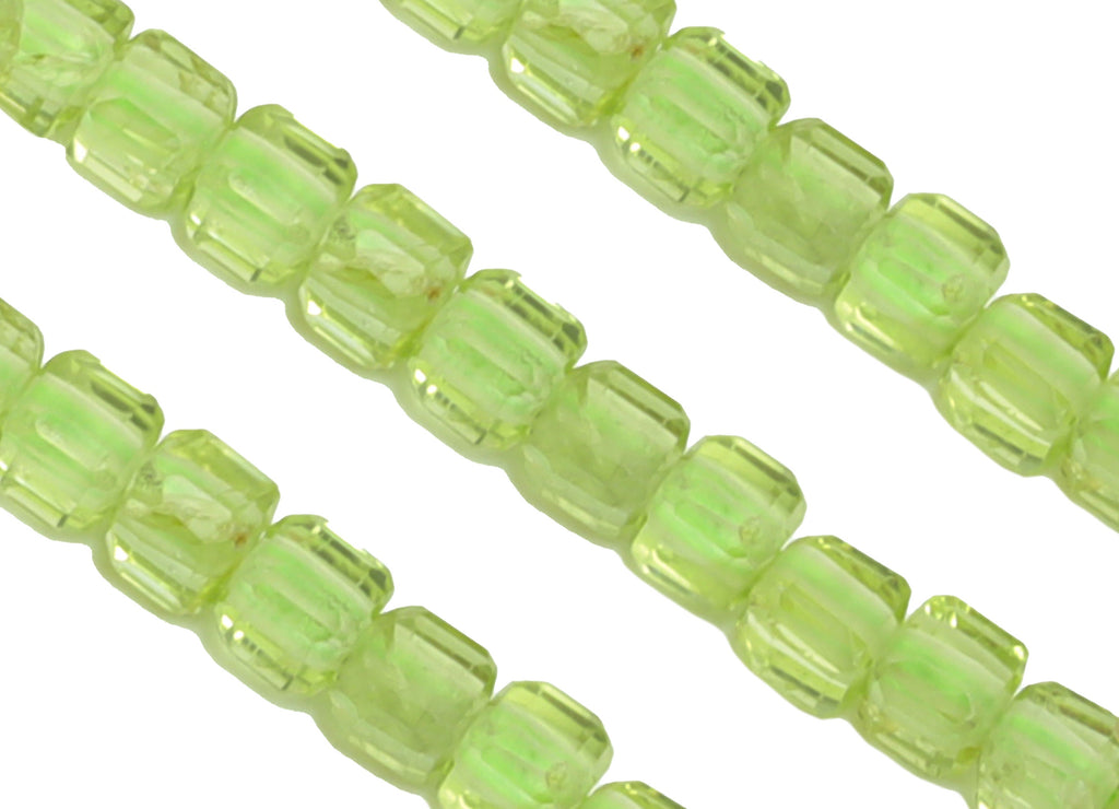 3mm Green Peridot Cube Beads - Natural Stone Beads - Gemstone Green Peridot Beads - 15.5 &quot;/ Strand Cube Beads - Crystal Beads - NS2081 - DOMEDBAZAAR