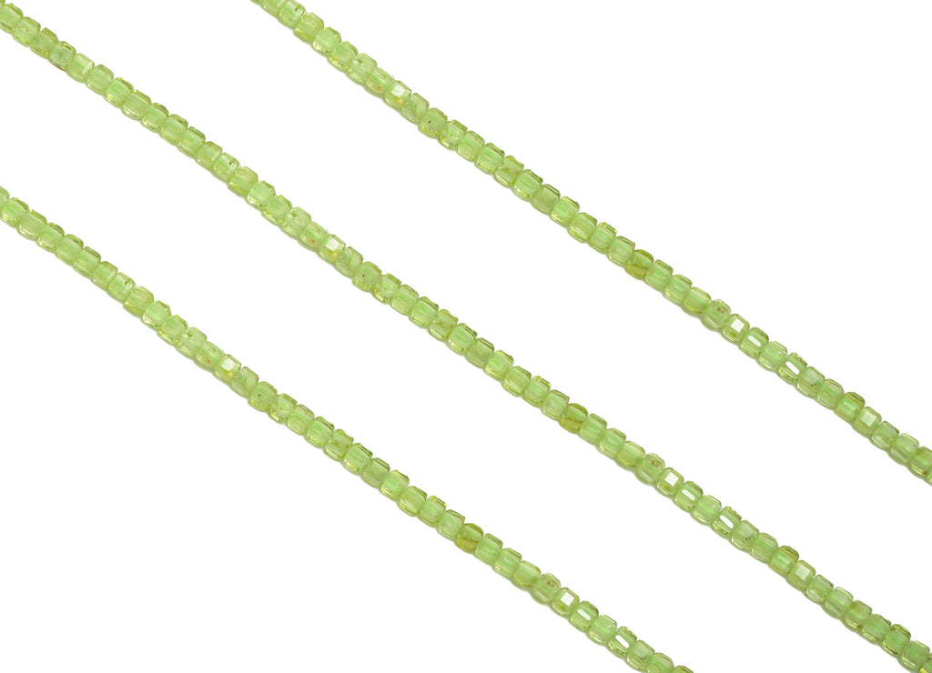 3mm Green Peridot Cube Beads - Natural Stone Beads - Gemstone Green Peridot Beads - 15.5 &quot;/ Strand Cube Beads - Crystal Beads - NS2081 - DOMEDBAZAAR