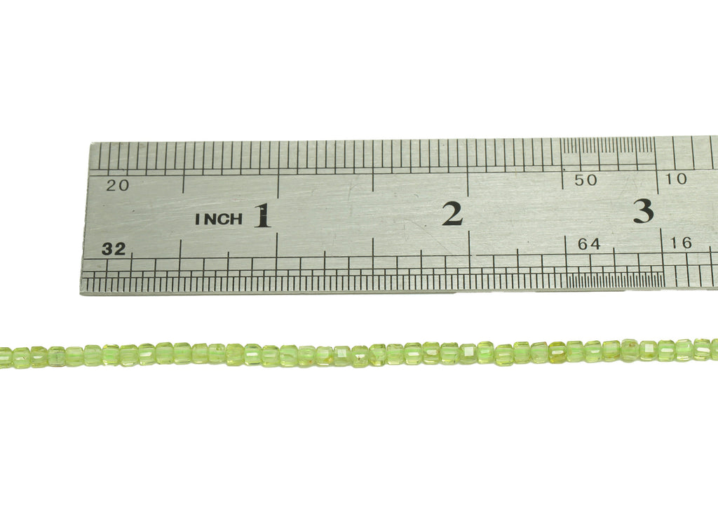 3mm Green Peridot Cube Beads - Natural Stone Beads - Gemstone Green Peridot Beads - 15.5 &quot;/ Strand Cube Beads - Crystal Beads - NS2081 - DOMEDBAZAAR