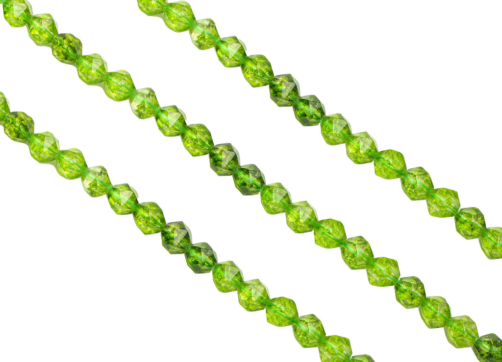 6mm Green Peridot Round Beads - Natural Stone Beads - Gemstone Green Prehnite - 15.5 &quot;/ Strand Faceted Bicone Beads - Crystal Beads - NS2036 - DOMEDBAZAAR