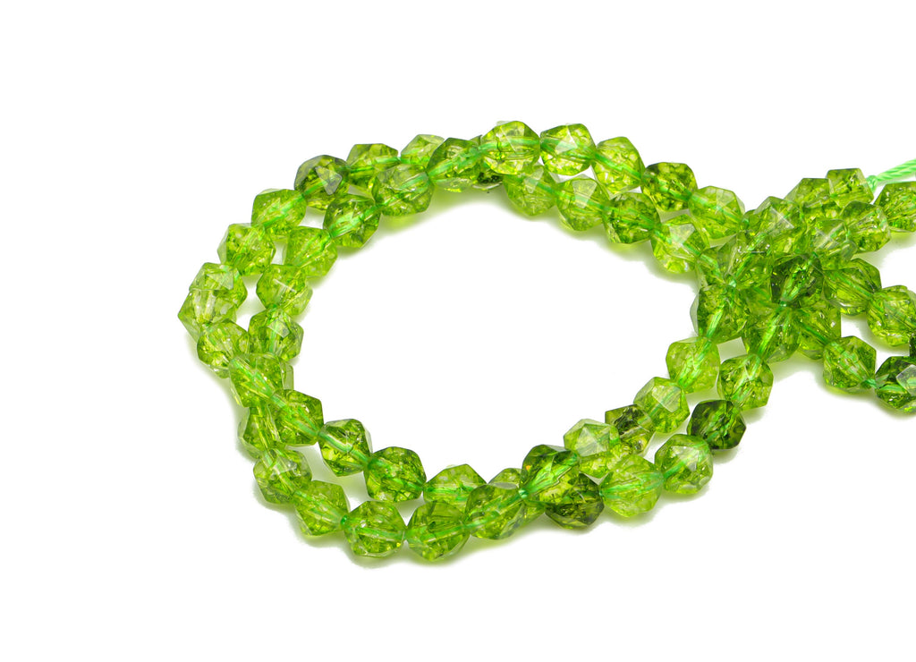 6mm Green Peridot Round Beads - Natural Stone Beads - Gemstone Green Prehnite - 15.5 &quot;/ Strand Faceted Bicone Beads - Crystal Beads - NS2036 - DOMEDBAZAAR