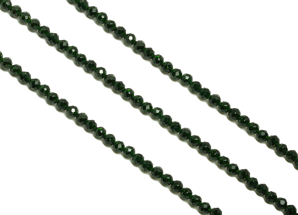2.1mm Green Emerald Round Beads - Natural Stone Beads - Gemstone Green Emerald - 15.5 &quot;/ Strand Faceted Round Beads - Crystal Beads -NS2087 - DOMEDBAZAAR