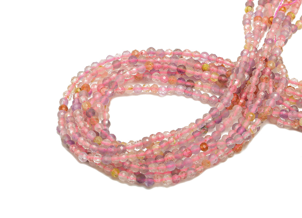2mm Rose Quartz Round Beads - Natural Stone Beads  - Gemstone Rose Quartz Beads - 15.5 &quot;/ Strand Faceted Round Beads - Crystal Beads- NS2058 - DOMEDBAZAAR