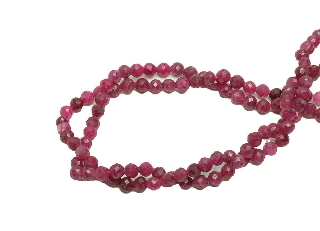3.5mm Ruby Round Beads - Gemstone Purple Ruby Beads - 15.5 &quot;/ Strand Faceted Round Beads - Natural Stone Crystal - NS2038 - DOMEDBAZAAR
