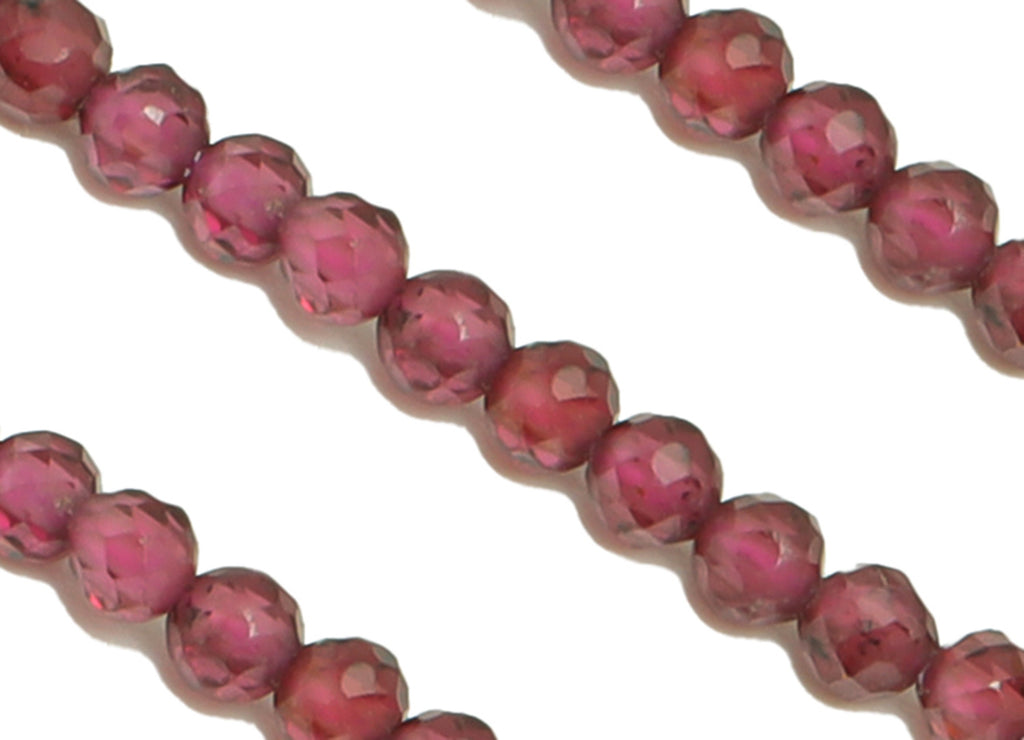 2.5mm Garnet Round Beads - Gemstone Purple Garnet Beads - 15.5 &quot;/ Strand Faceted Round Beads 2.5 mm - Natural Stone Crystal - NS2039 - DOMEDBAZAAR