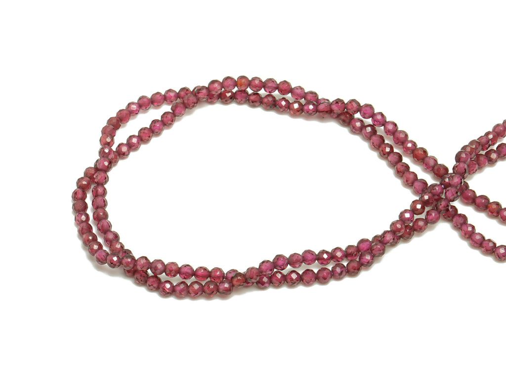 2.5mm Garnet Round Beads - Gemstone Purple Garnet Beads - 15.5 &quot;/ Strand Faceted Round Beads 2.5 mm - Natural Stone Crystal - NS2039 - DOMEDBAZAAR