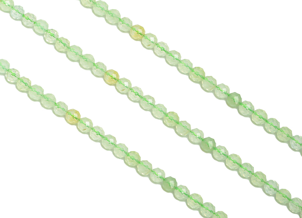 4mm Prehnite Round Beads - Natural Stone Crystal - Gemstone Green Prehnite Beads - 15.5 &quot;/ Strand Faceted Round Beads - Stone Beads - NS2084 - DOMEDBAZAAR