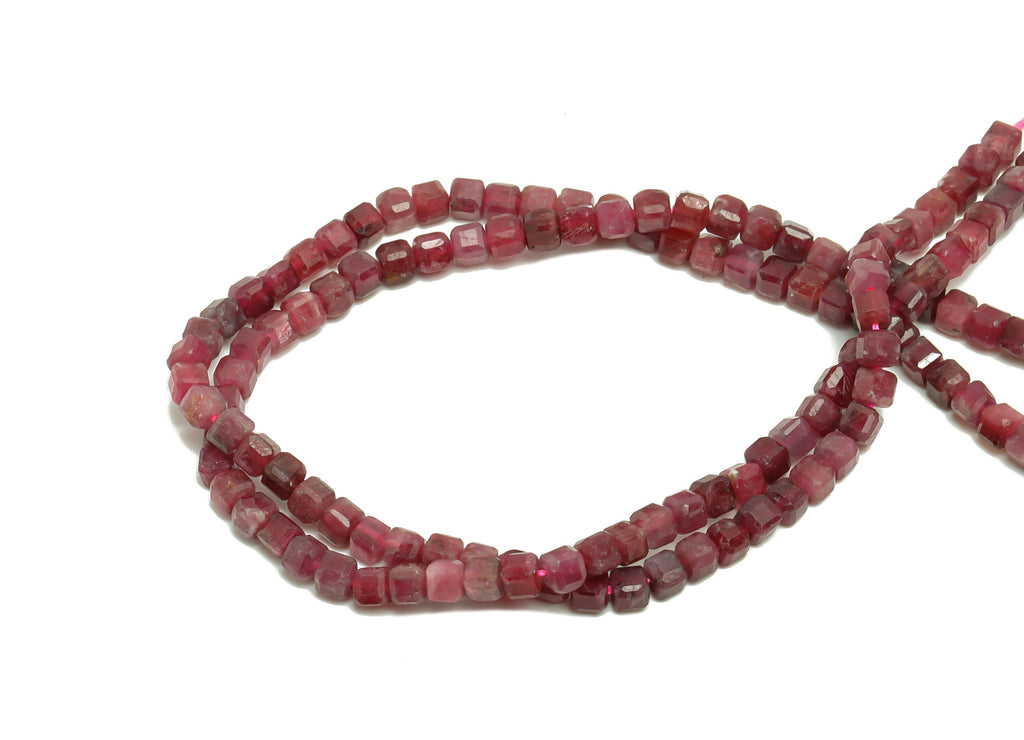 3mm Tourmaline Cube Beads - Natural Stone Crystal - Gemstone Purple Tourmaline Bead - 15.5 &quot;/ Strand Faceted Cube Beads - Stone Bead -NS2032 - DOMEDBAZAAR