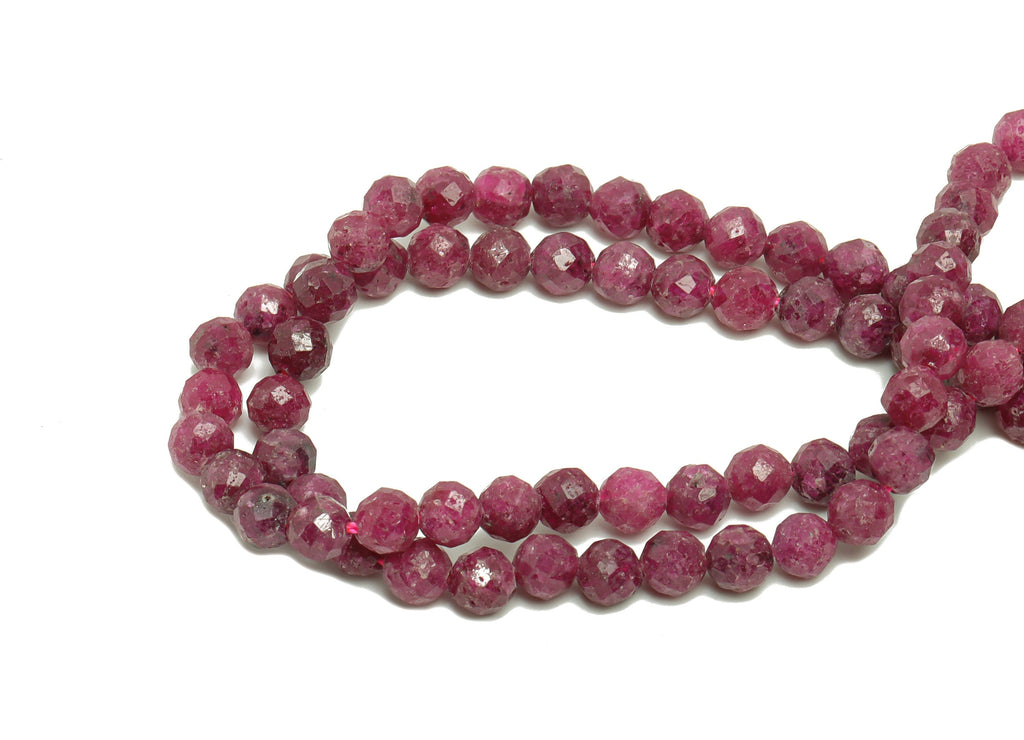 5mm Ruby Round Beads - Natural Stone Crystal - Gemstone Purple Ruby Beads - 15.5 &quot;/ Strand Faceted Round Beads - Stone Beads - NS2041 - DOMEDBAZAAR