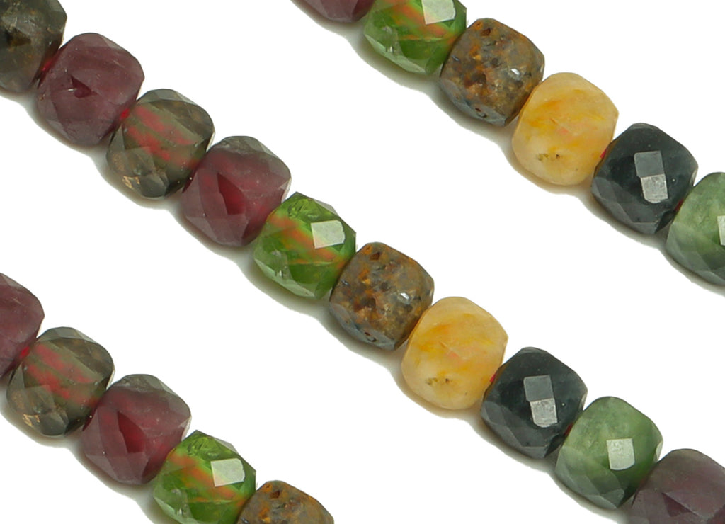 4mm Tourmaline Cube Beads - Natural Stone Crystal - Gemstone Tourmaline Beads - 15.5 &quot;/ Strand Faceted Cube Beads 4 mm - Stone Beads -NS2031 - DOMEDBAZAAR