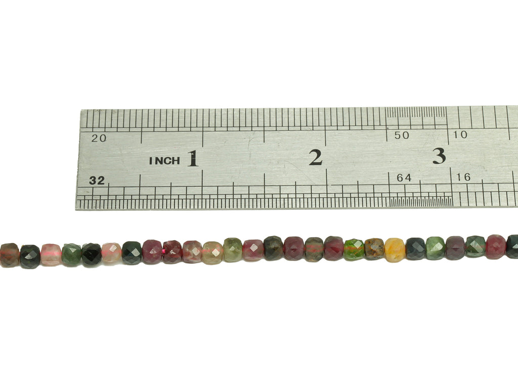 4mm Tourmaline Cube Beads - Natural Stone Crystal - Gemstone Tourmaline Beads - 15.5 &quot;/ Strand Faceted Cube Beads 4 mm - Stone Beads -NS2031 - DOMEDBAZAAR