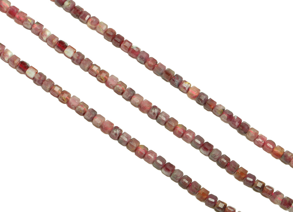 3.5mm Tourmaline Cube Beads - Natural Stone Crystal - Gemstone Tourmaline Beads - 15.5 &quot;/ Strand Faceted Cube Beads - Stone Beads - NS2068 - DOMEDBAZAAR