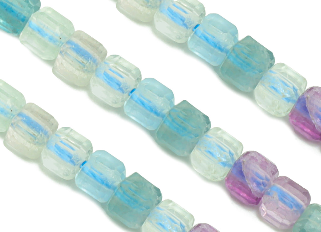3mm Fluorite Cube Beads - Stone Crystal - Gemstone Blue Fluorite Beads - 15.5 &quot;/ Strand Faceted Cube Beads - Natural Stone Beads - NS2025 - DOMEDBAZAAR