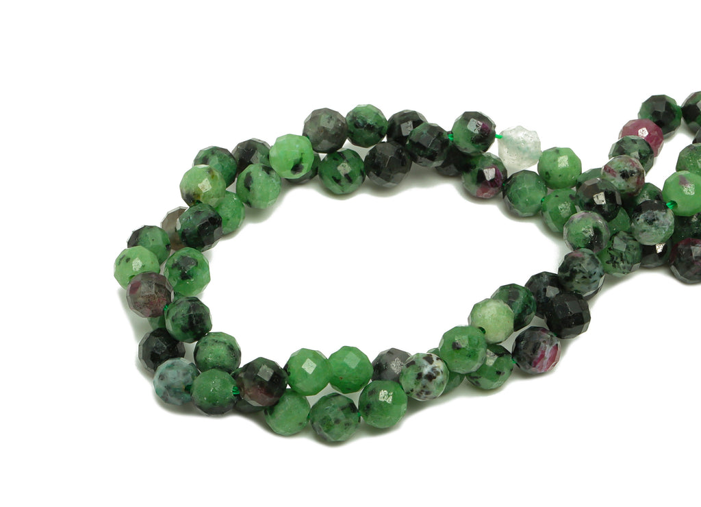 5.5mm Green Ruby Round Beads - Natural Stone Beads - Gemstone Green Ruby Beads - 15.5 &quot;/ Strand Faceted Round Beads - Crystal Beads- NS2090 - DOMEDBAZAAR