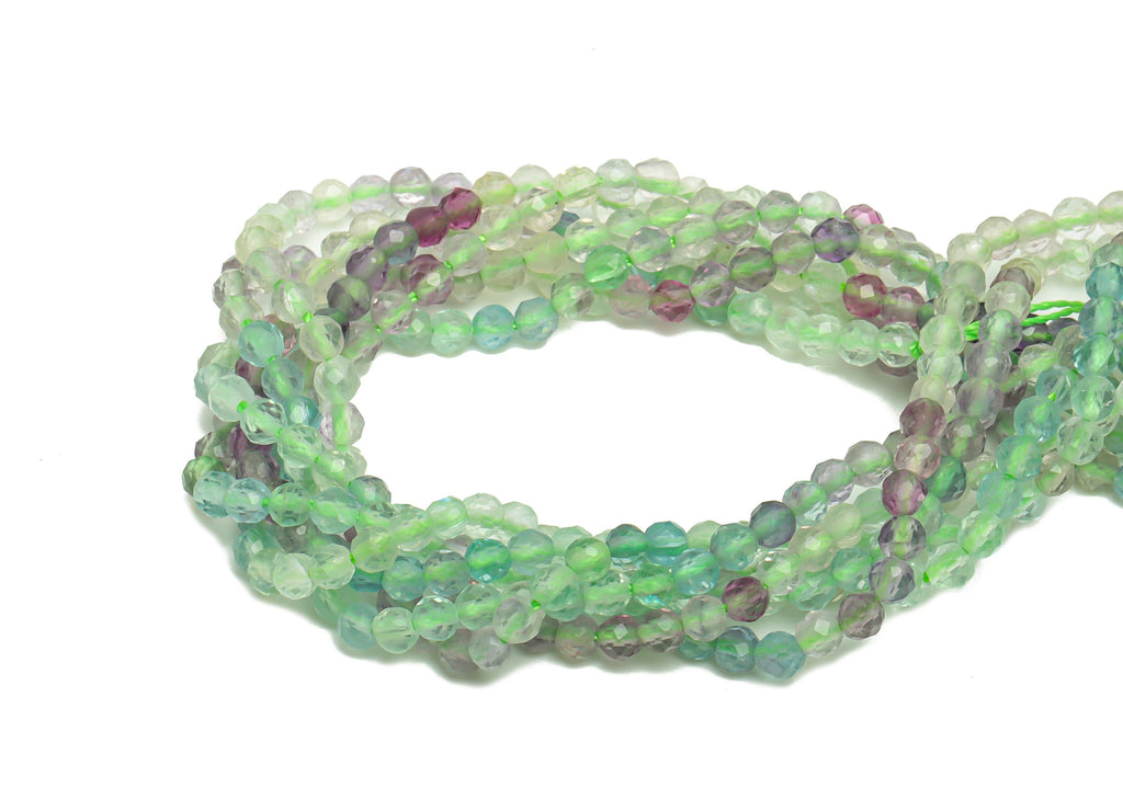 2.9mm Green Fluorite Round Beads - Natural Stone Beads - Gemstone Green Fluorite - 15.5 &quot;/ Strand Faceted Round Beads - Crystal Beads-NS2055 - DOMEDBAZAAR